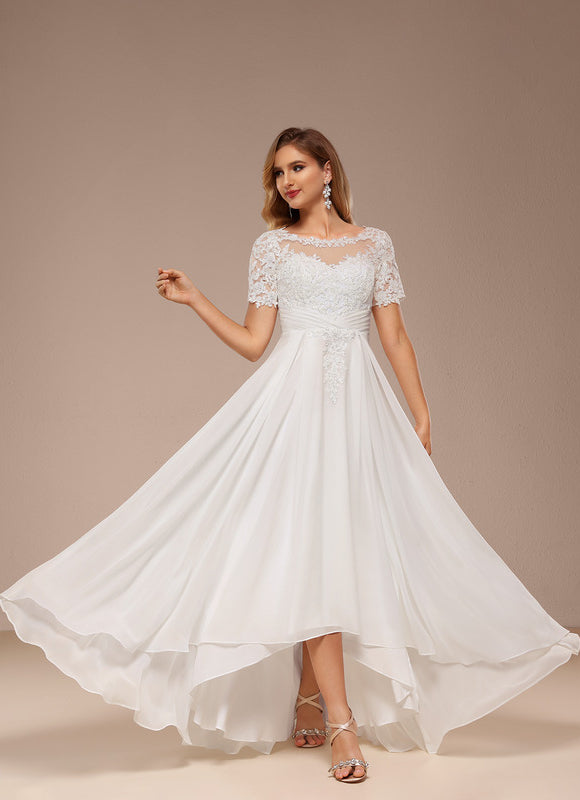 Robe Nuptiale Fluide À Manches Courtes - gallery 6