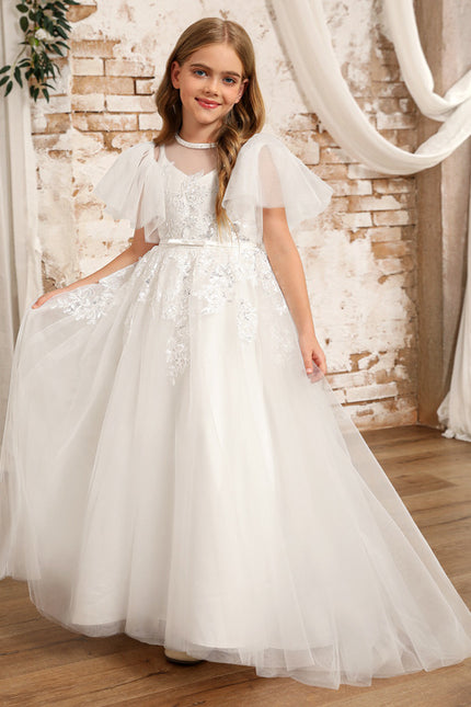 Robe Enfant Nuptiale En Tulle Fleuri