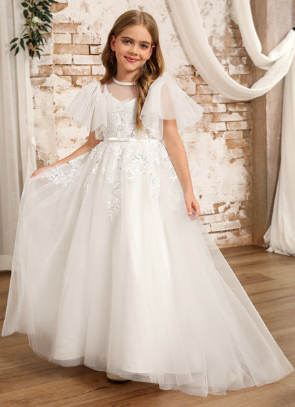 Robe Enfant Nuptiale En Tulle Fleuri
