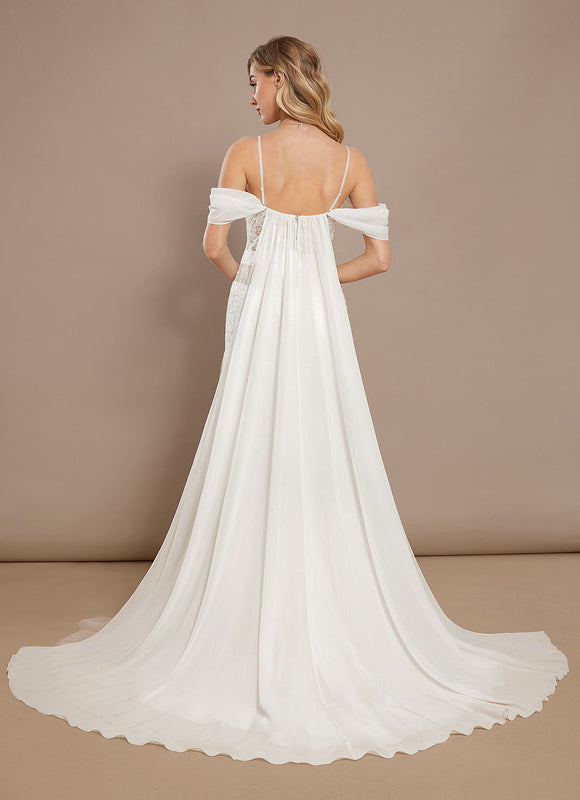 Robe Nuptiale Élégante À Traîne Fluide - gallery 4
