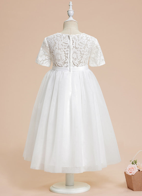 Robe Enfant Tulle Élégante Blanche - gallery 1