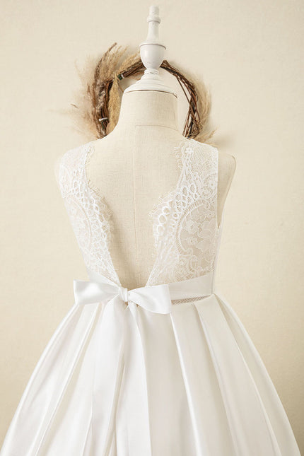 Robe Enfant Satinée Élégante À Traîne - gallery 2