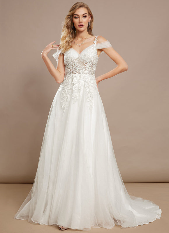 Robe Nuptiale Romantique À Traîne Élégante - gallery 2