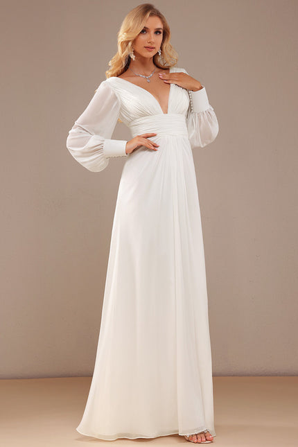 Robe Nuptiale Fluide À Manches Bouffantes