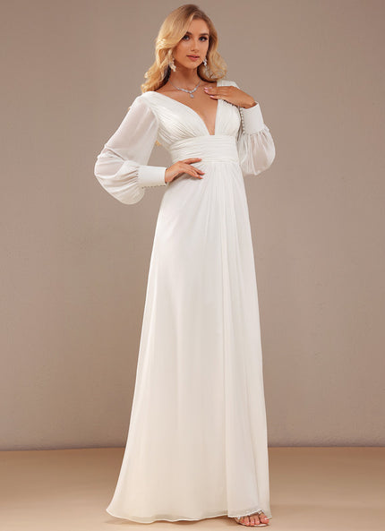 Robe Nuptiale Fluide À Manches Bouffantes