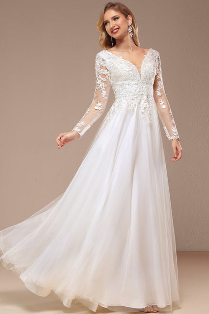 Robe Nuptiale Vaporeuse À Manches Longues