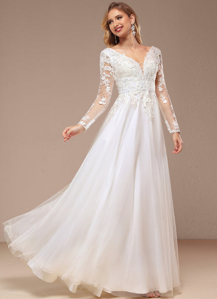 Robe Nuptiale Vaporeuse À Manches Longues