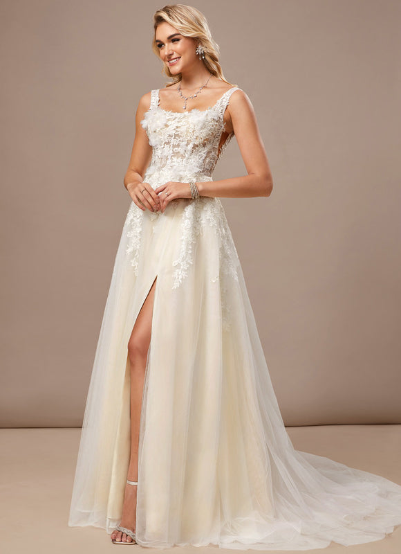 Robe Nuptiale Élégante À Fente - gallery 2