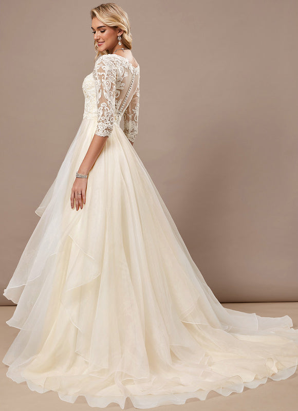 Robe Nuptiale Élégante À Manches Longues - gallery 6