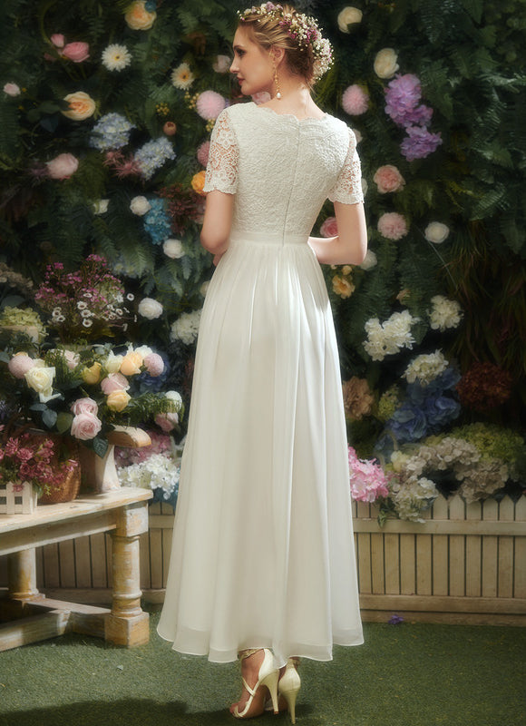 Robe Nuptiale Fluide À Dentelle - gallery 2