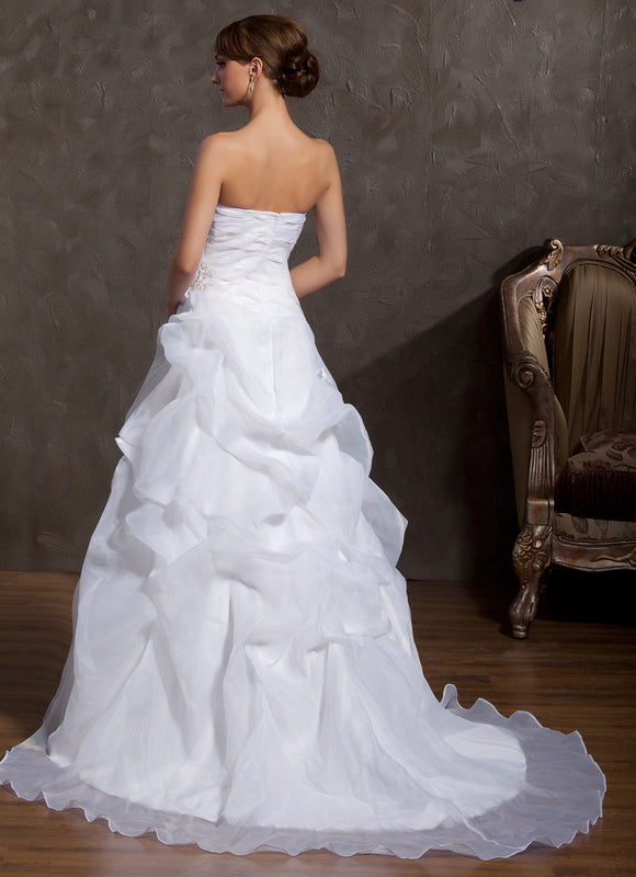 Robe Nuptiale Romantique En Organza - gallery 1
