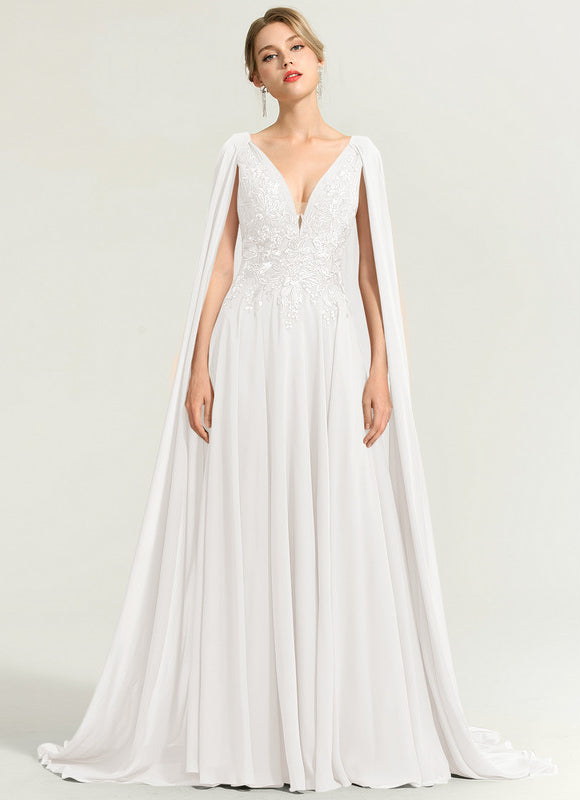 Robe Nuptiale Élégante Avec Cape