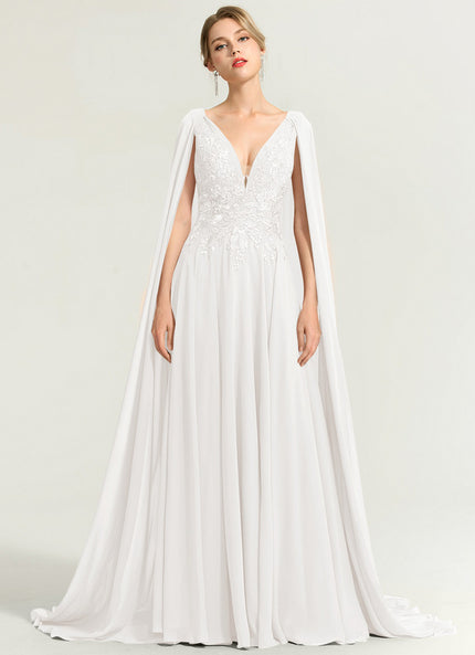 Robe Nuptiale Élégante Avec Cape