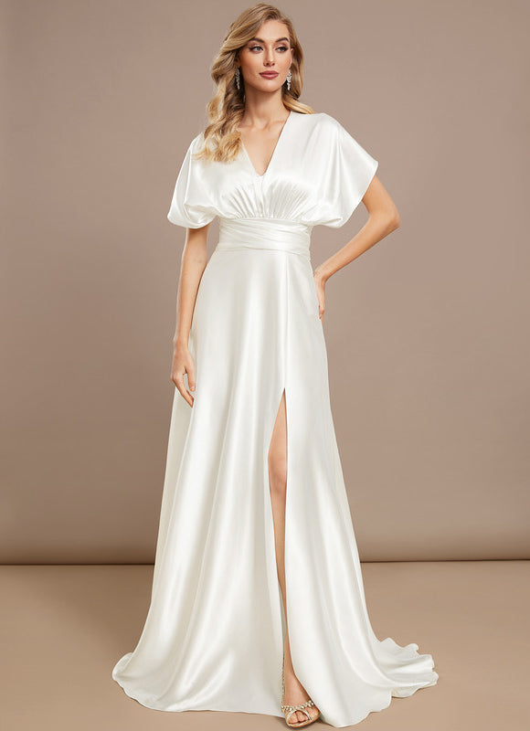 Robe Nuptiale Satinée À Décolleté Croisé - gallery 4