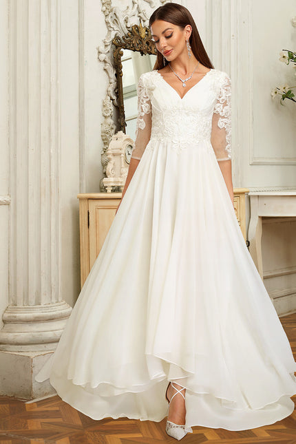 Robe Nuptiale Élégante À Manches Transparentes