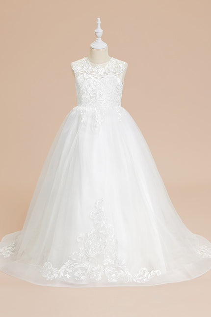 Robe Enfant Nuptiale En Tulle Délicat - gallery 4