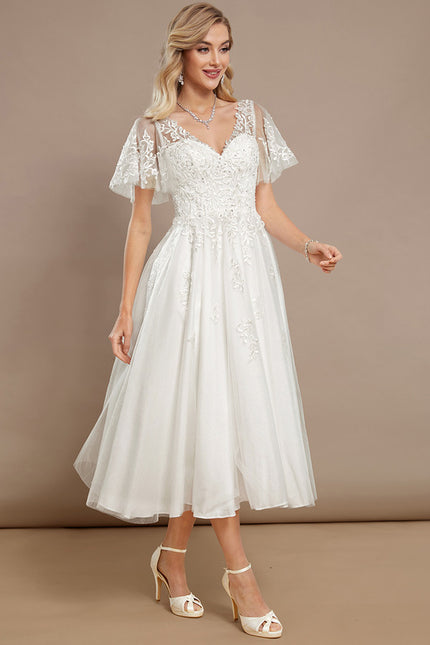 Robe De Mariee Courte En Dentelle - gallery 2