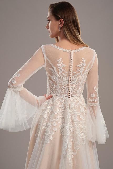 Robe Nuptiale Vaporeuse À Manches. - gallery 4