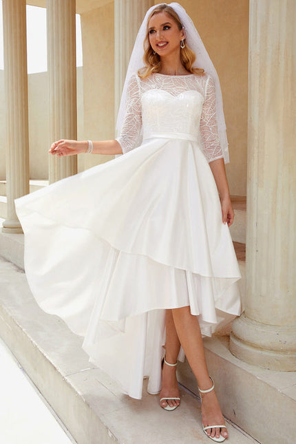 Robe Nuptiale Satinée À Volants. - gallery 4