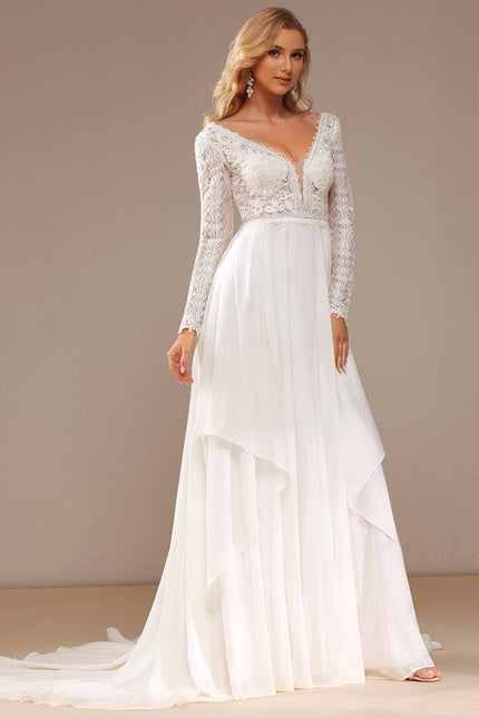 Robe Nuptiale Vaporeuse À Dentelle - gallery 2