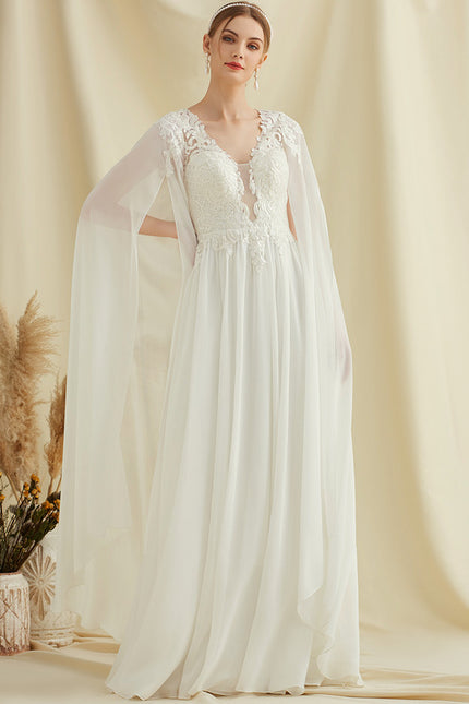 Robe De Mariée Fluide Avec Cape - gallery 3