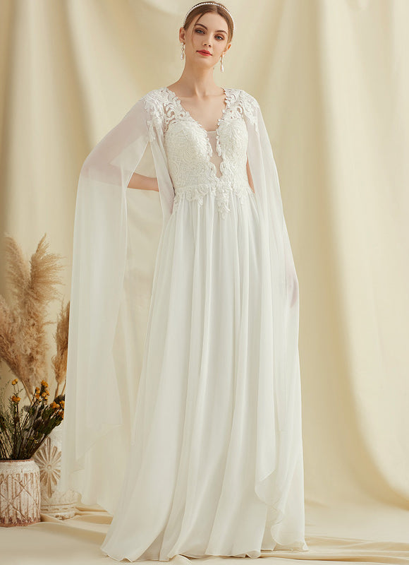 Robe De Mariée Fluide Avec Cape - gallery 3