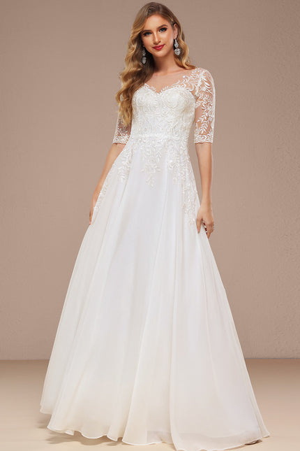 Robe De Mariée Avec Manches Courtes - gallery 1