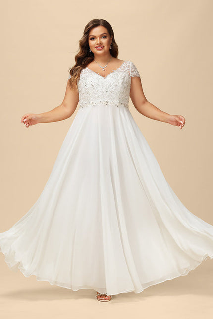 Robe Nuptiale Vaporeuse À Manches Courtes - gallery 7