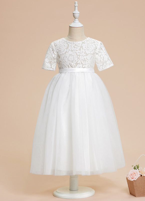 Robe Enfant Tulle Élégante Blanche