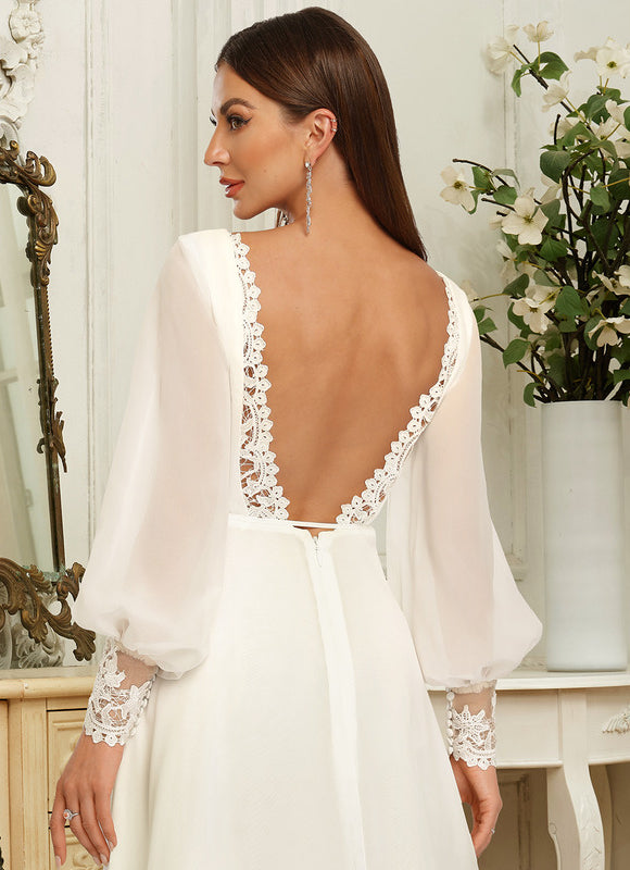 Robe Nuptiale Élégante À Manches Fluides - gallery 5