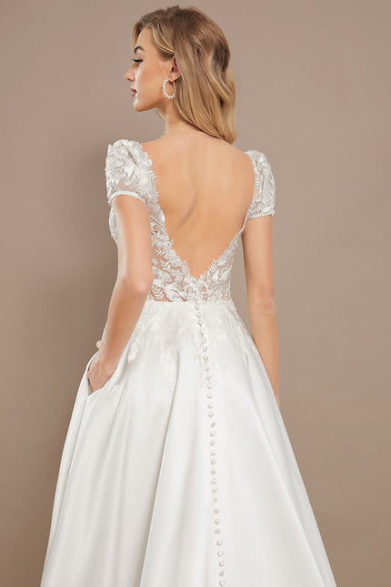 Robe Nuptiale Élégante À Manches Bouffantes - gallery 4