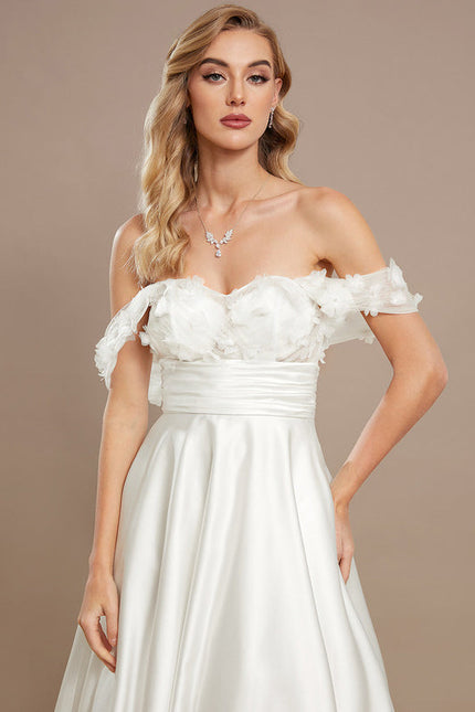 Robe Nuptiale Satinée À Fleurs 3D - gallery 3