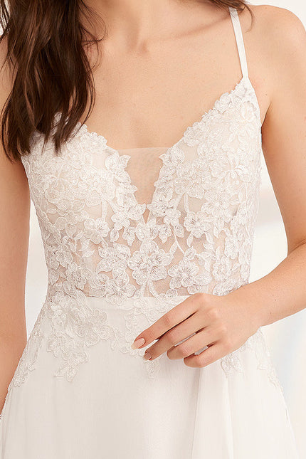 Robe Nuptiale Fluide À Bretelles - gallery 1