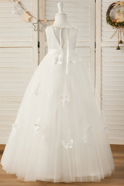 Robe Enfant Tulle Avec Motifs Floraux - gallery 4