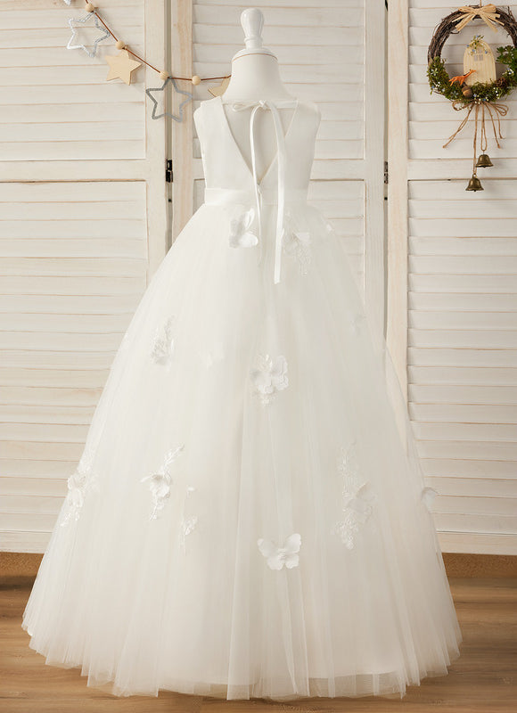 Robe Enfant Tulle Avec Motifs Floraux - gallery 4