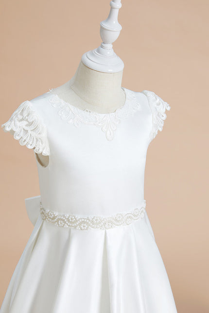 Robe Enfant Satinée Élégante Avec Dentelle - gallery 4