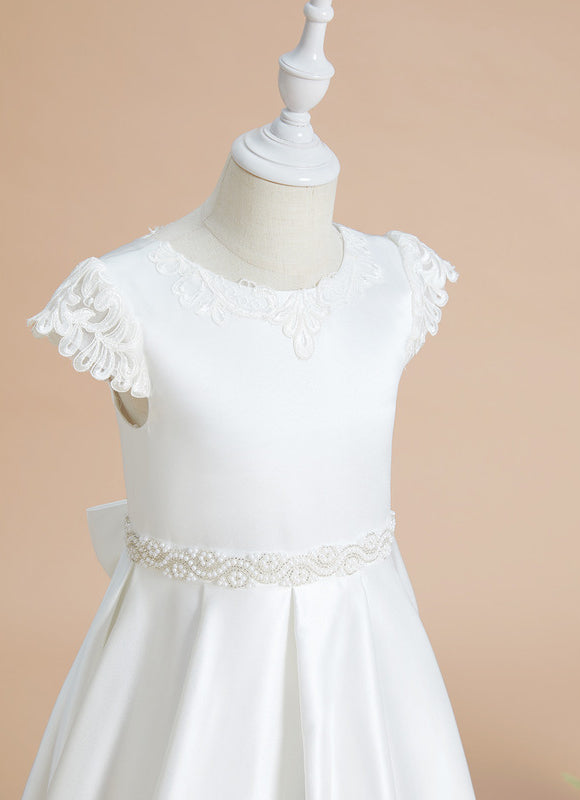 Robe Enfant Satinée Élégante Avec Dentelle - gallery 4
