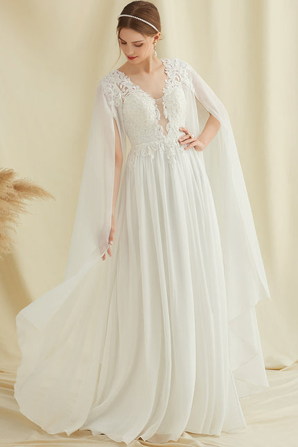Robe De Mariée Fluide Avec Cape - gallery 1