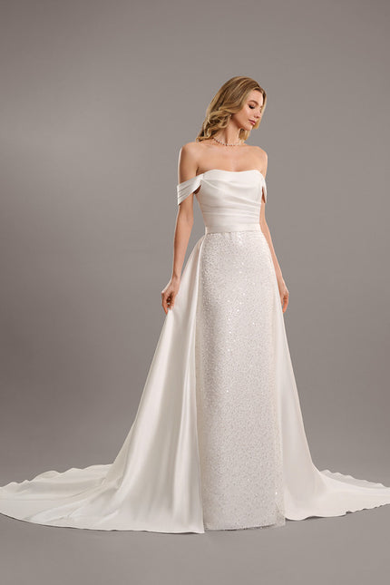 Robe De Mariée Satinée À Traîne - gallery 6