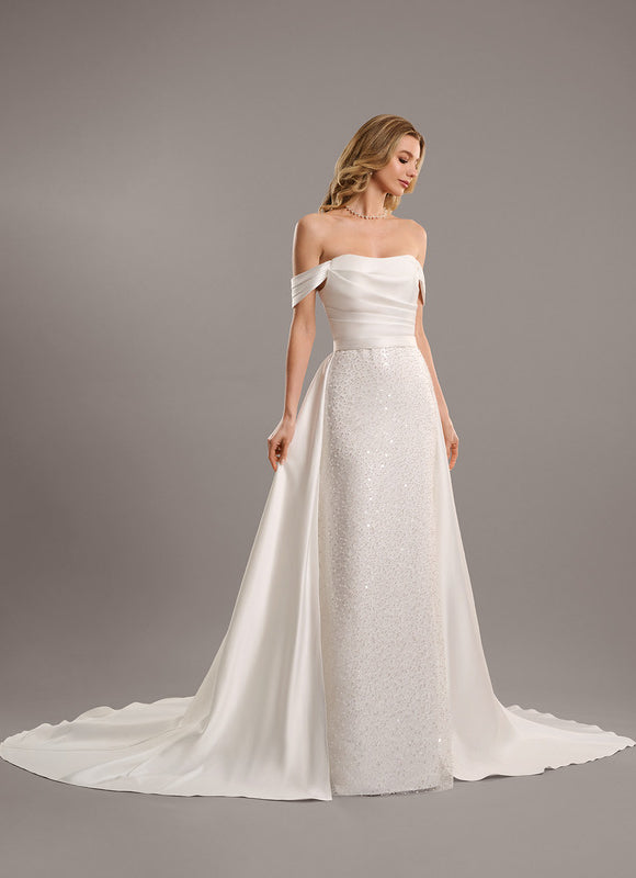 Robe De Mariée Satinée À Traîne - gallery 6
