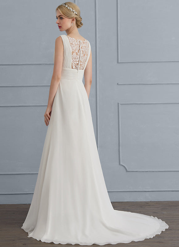 Robe Nuptiale Vaporeuse Élégante Col V - gallery 4
