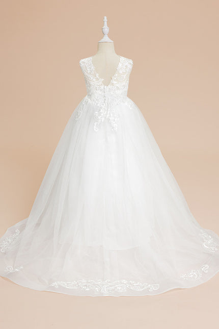 Robe Enfant Nuptiale En Tulle Délicat - gallery 3