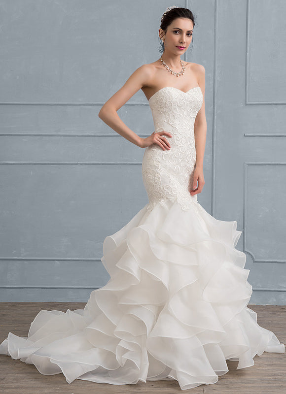 Robe De Mariée Sirène À Volants