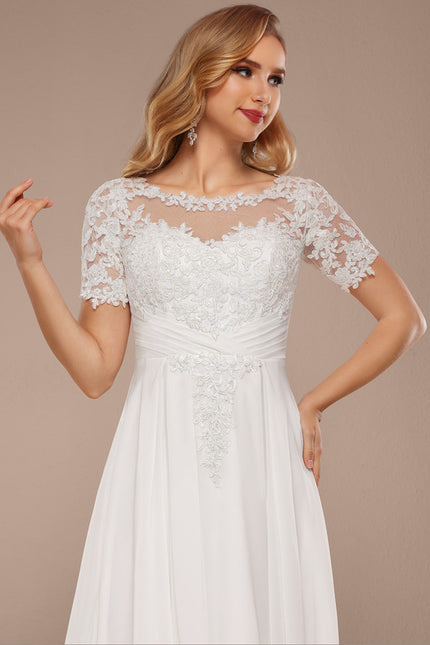Robe Nuptiale Fluide À Manches Courtes - gallery 3