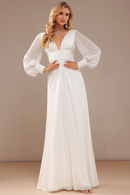 Robe Nuptiale Fluide À Manches Bouffantes - gallery 2