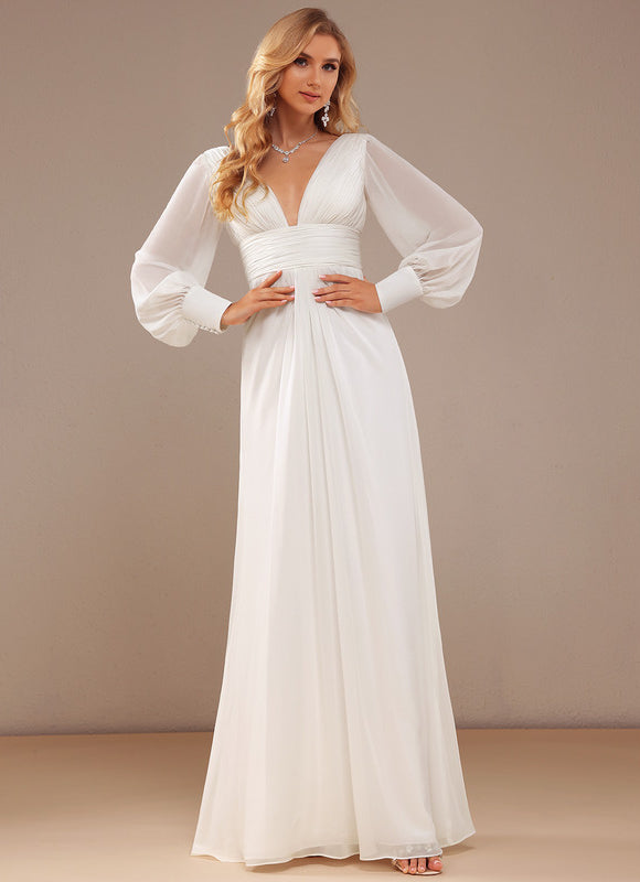 Robe Nuptiale Fluide À Manches Bouffantes - gallery 2