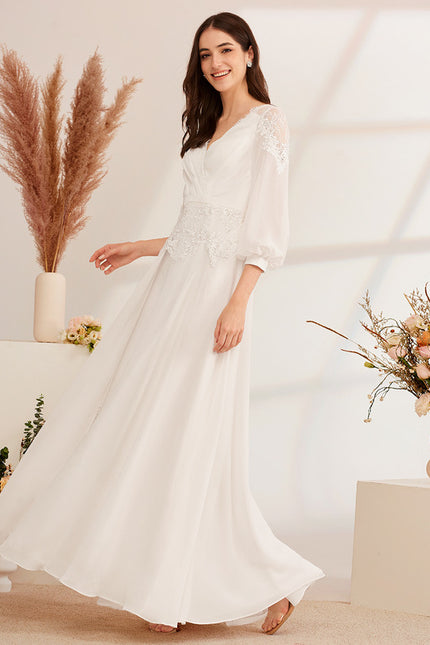 Robe Nuptiale Vaporeuse Élégante Col V - gallery 3