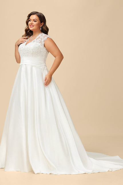 Robe Nuptiale Satinée Élégante Col V - gallery 7