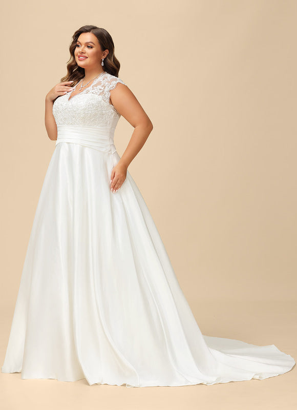 Robe Nuptiale Satinée Élégante Col V - gallery 7