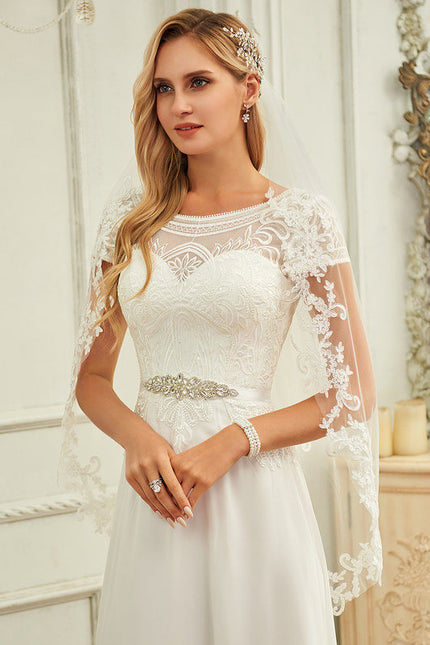 Robe Nuptiale Fluide Avec Cape - gallery 3